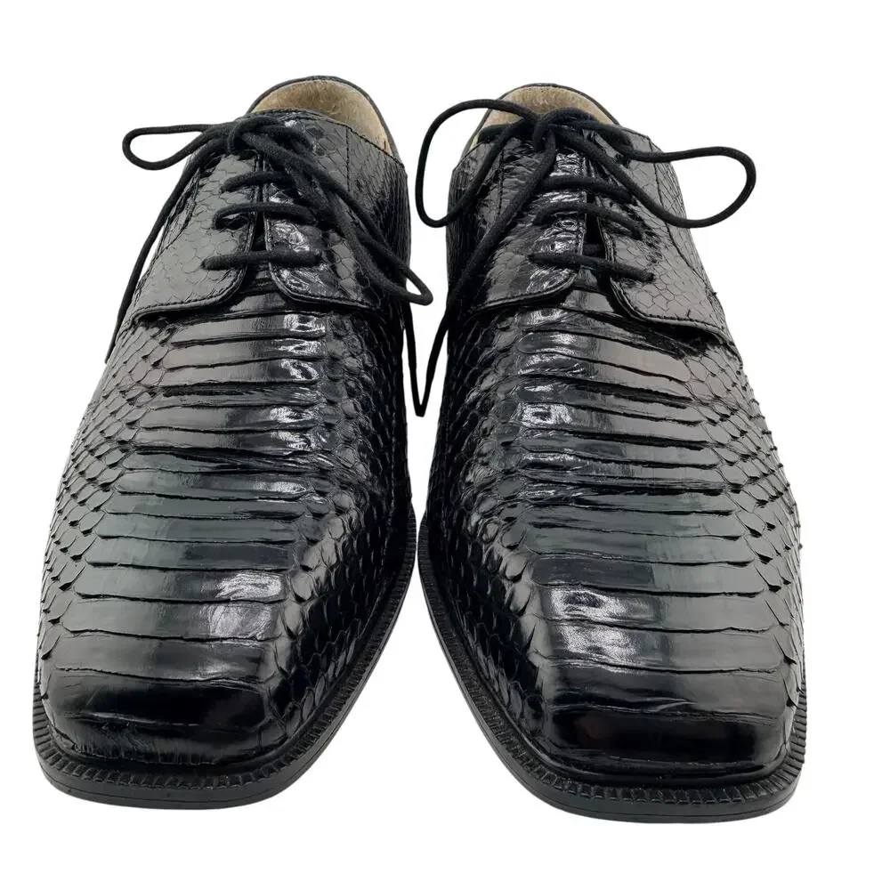 Giorgio Brutini Slaton Oxfords Genuine Snake Skin Size 10.5 Black Dress Shoes